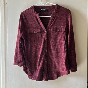 NWOT AUW Maroon Sweater Blouse